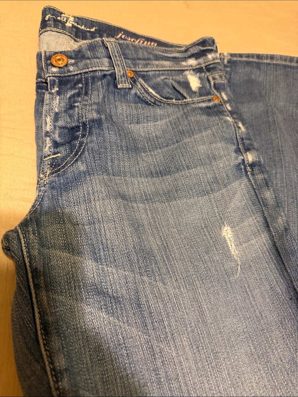 7 For All Mankind Women's Boyfriend Jeans - Light Blue Washed Denim